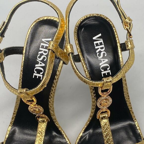 Versace Gold Medusa '95 Metallic Heeled Sandals size 36 - Picture 11 of 14